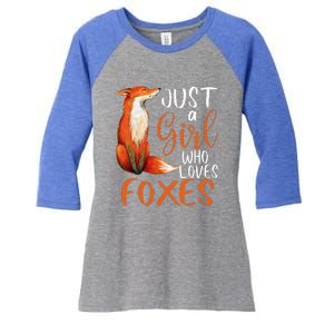 Just A Girl Who Loves Foxes Cute Fox Gift Women's Tri-Blend 3/4-Sleeve Raglan Shirt