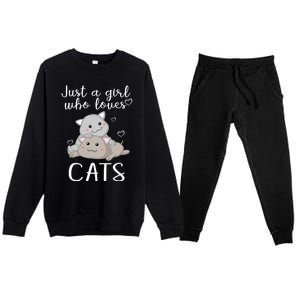 Just A Girl Who Loves Cats Premium Crewneck Sweatsuit Set