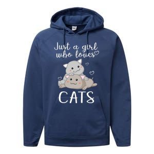 Just A Girl Who Loves Cats Performance Fleece Hoodie