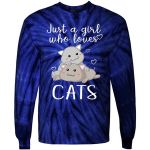 Just A Girl Who Loves Cats Tie-Dye Long Sleeve Shirt