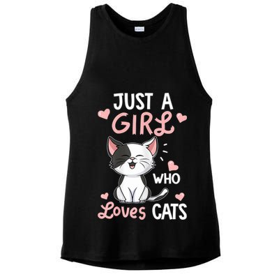 Just A Girl Who Loves Cats Tshirt Cute Cat Lover Ladies PosiCharge Tri-Blend Wicking Tank