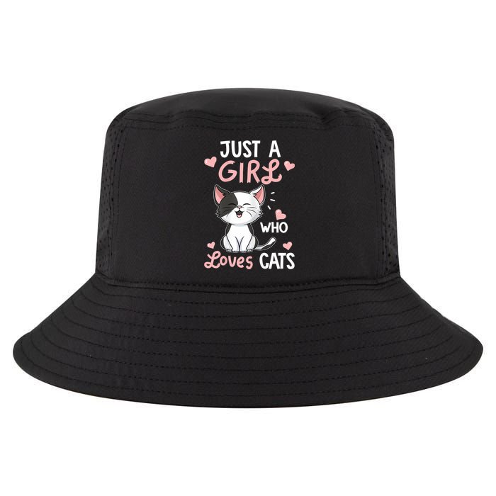 Just A Girl Who Loves Cats Tshirt Cute Cat Lover Cool Comfort Performance Bucket Hat