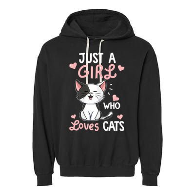Just A Girl Who Loves Cats Tshirt Cute Cat Lover Garment-Dyed Fleece Hoodie