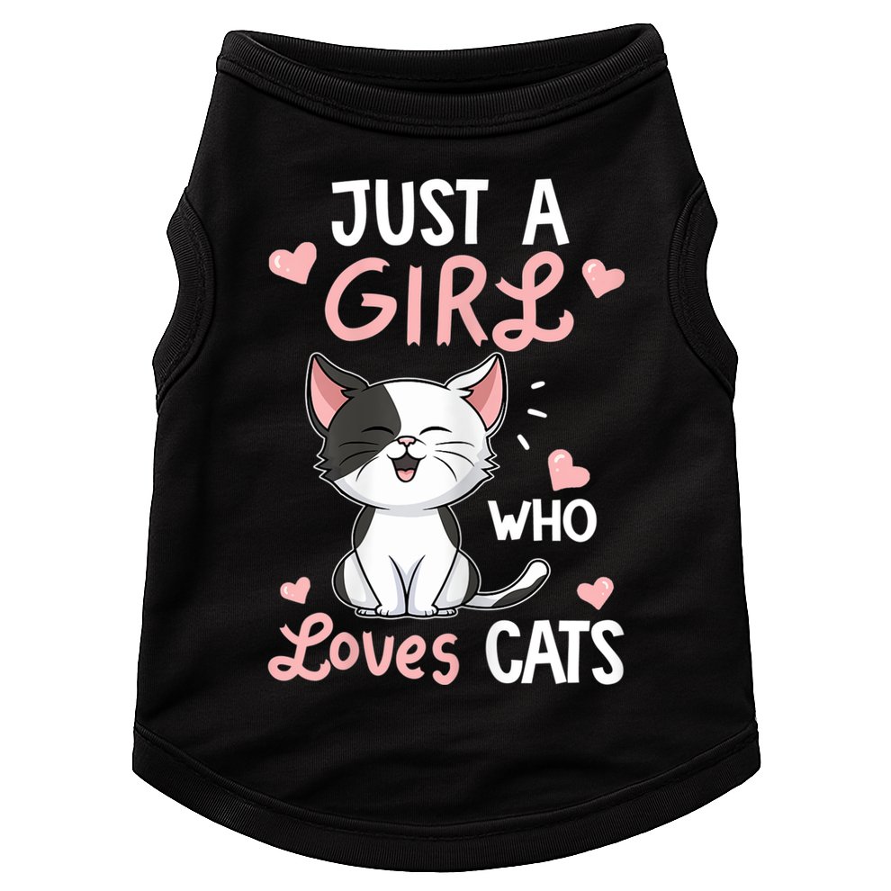 Just A Girl Who Loves Cats Tshirt Cute Cat Lover Doggie Tank