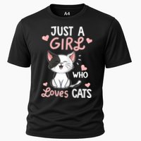 Just A Girl Who Loves Cats Tshirt Cute Cat Lover Cooling Performance Crew T-Shirt