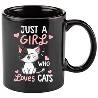 Just A Girl Who Loves Cats Tshirt Cute Cat Lover 11oz C Handle Ceramic Mug