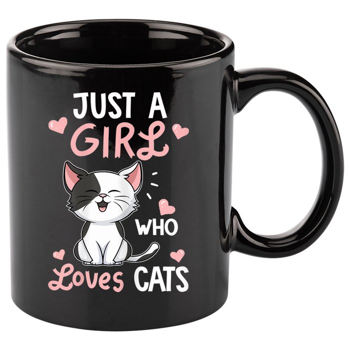 Just A Girl Who Loves Cats Tshirt Cute Cat Lover 11oz C Handle Ceramic Mug