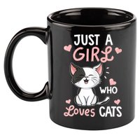 Just A Girl Who Loves Cats Tshirt Cute Cat Lover 11oz C Handle Ceramic Mug