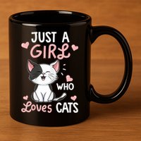 Just A Girl Who Loves Cats Tshirt Cute Cat Lover 11oz C Handle Ceramic Mug