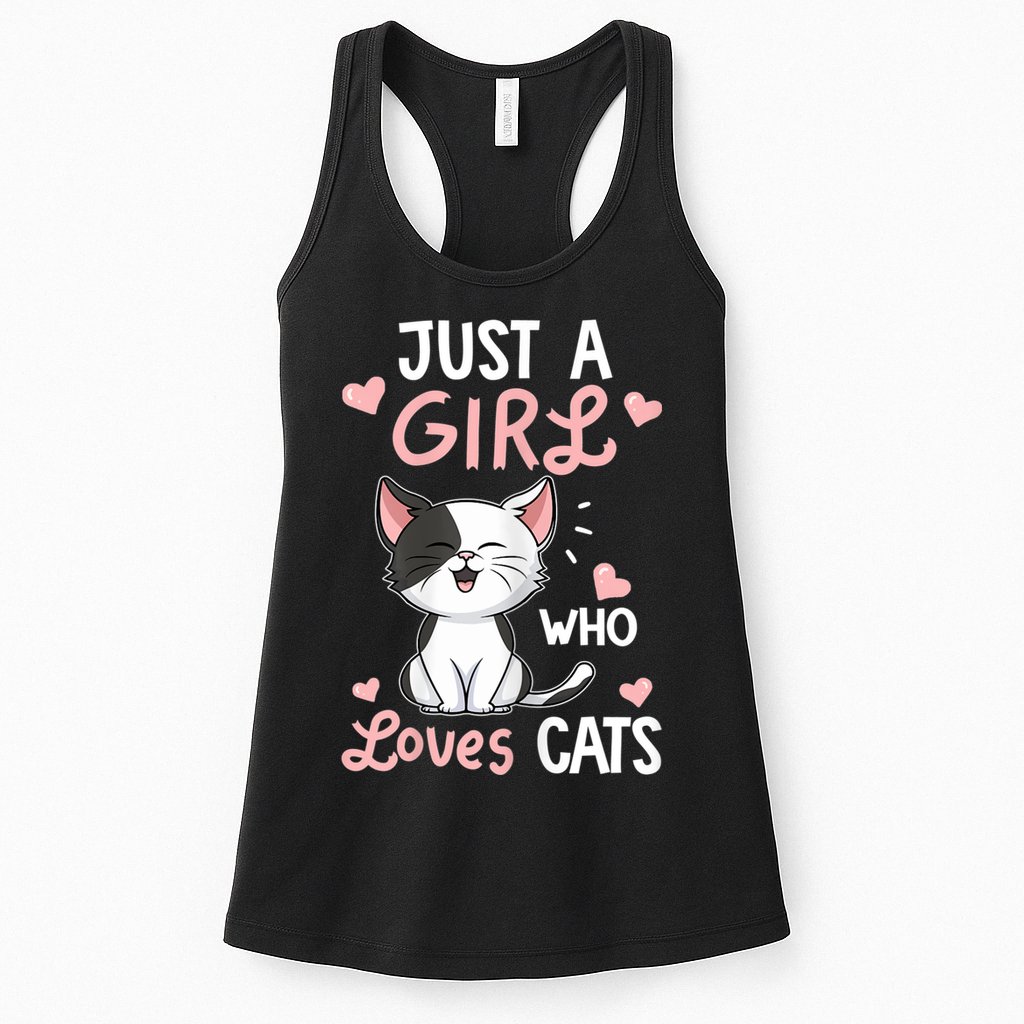 Just A Girl Who Loves Cats Tshirt Cute Cat Lover Womens Tank Top