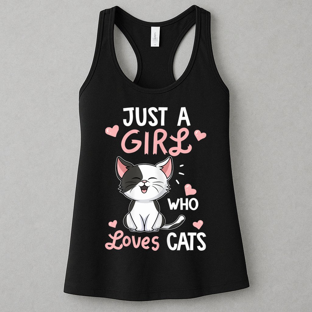Just A Girl Who Loves Cats Tshirt Cute Cat Lover Womens Tank Top