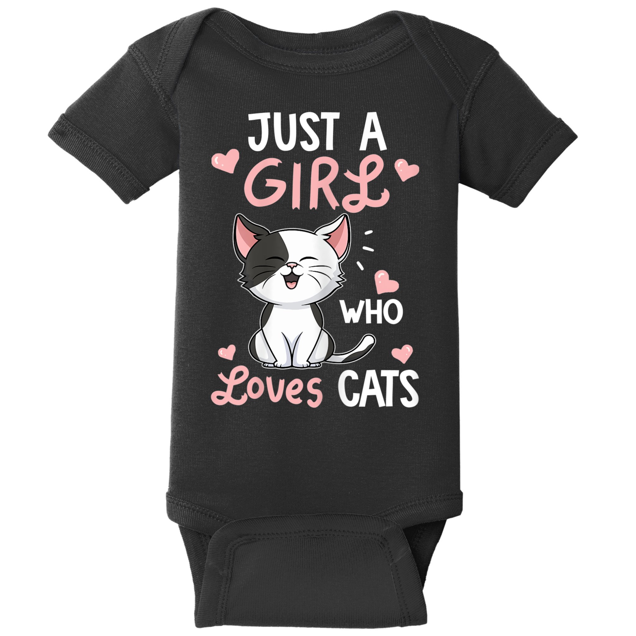 Just A Girl Who Loves Cats Tshirt Cute Cat Lover Baby Bodysuit