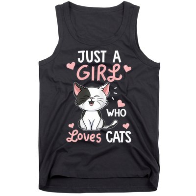 Just A Girl Who Loves Cats Tshirt Cute Cat Lover Tank Top