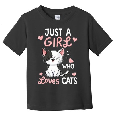 Just A Girl Who Loves Cats Tshirt Cute Cat Lover Toddler T-Shirt