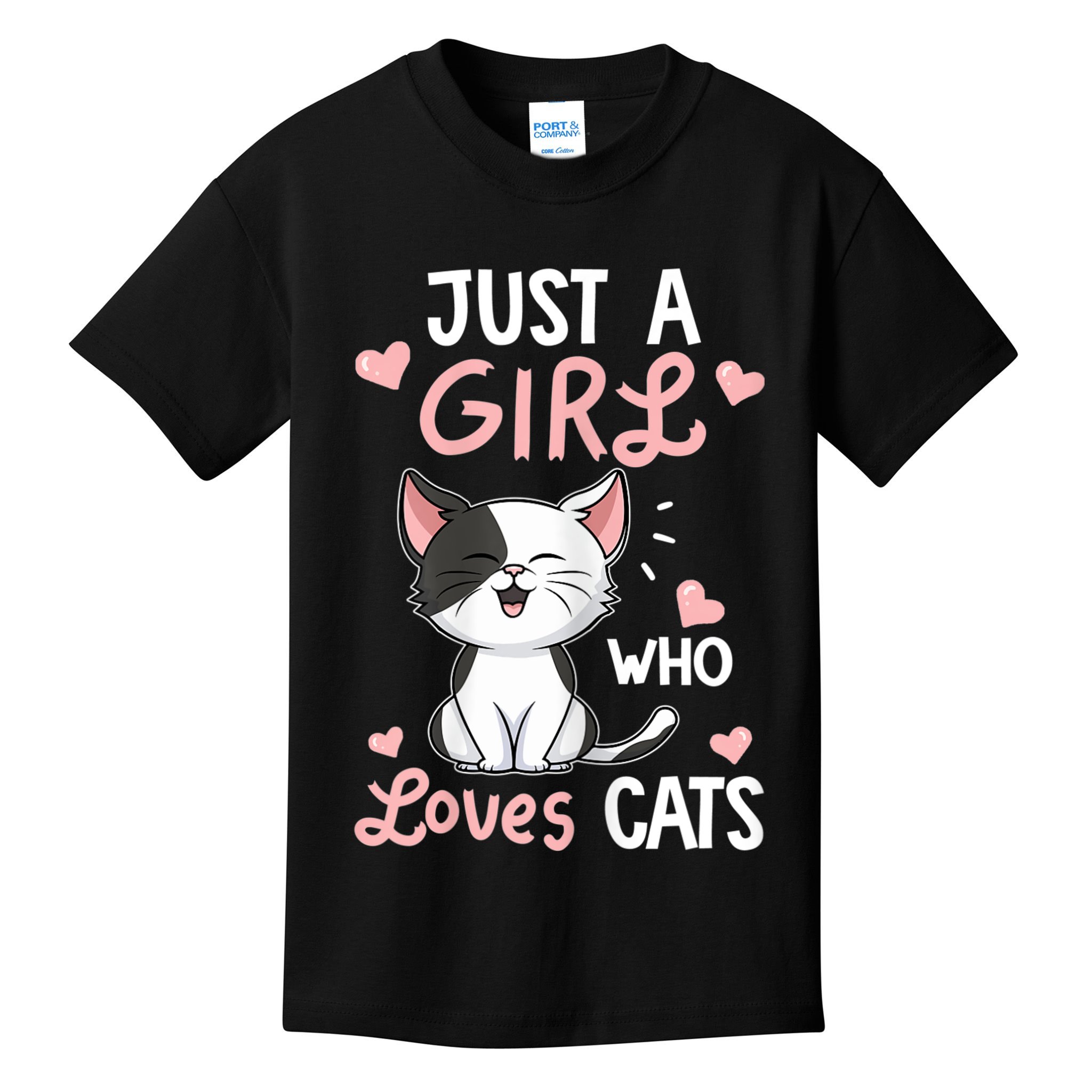 Just A Girl Who Loves Cats Tshirt Cute Cat Lover Kids T-Shirt