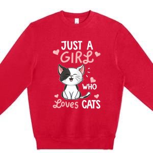 Just A Girl Who Loves Cats Tshirt Cute Cat Lover Premium Crewneck Sweatshirt