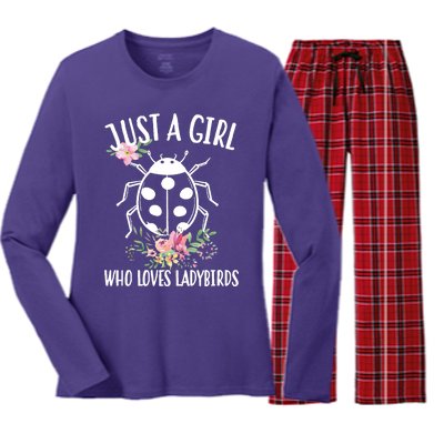 Just A Girl Who Loves Ladybugs Women's Long Sleeve Flannel Pajama Set 