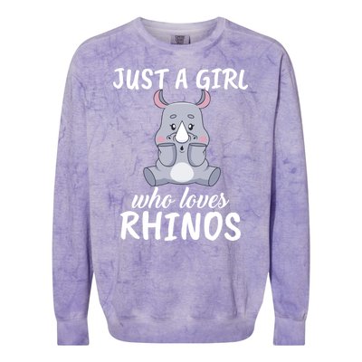 Just A Girl Who Loves Rhinos Clothes Gift Colorblast Crewneck Sweatshirt