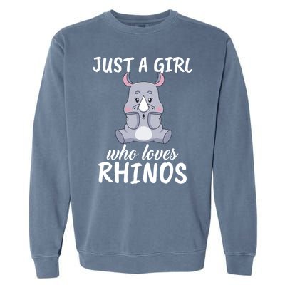 Just A Girl Who Loves Rhinos Clothes Gift Garment-Dyed Sweatshirt