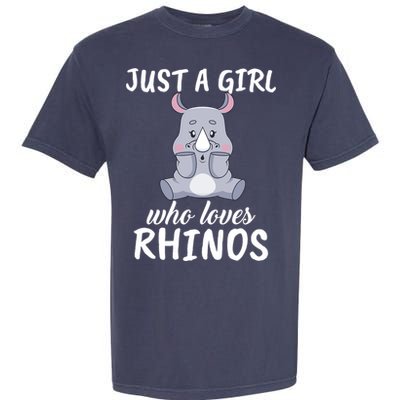 Just A Girl Who Loves Rhinos Clothes Gift Garment-Dyed Heavyweight T-Shirt