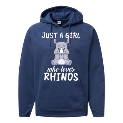 Just A Girl Who Loves Rhinos Clothes Gift Performance Fleece Hoodie