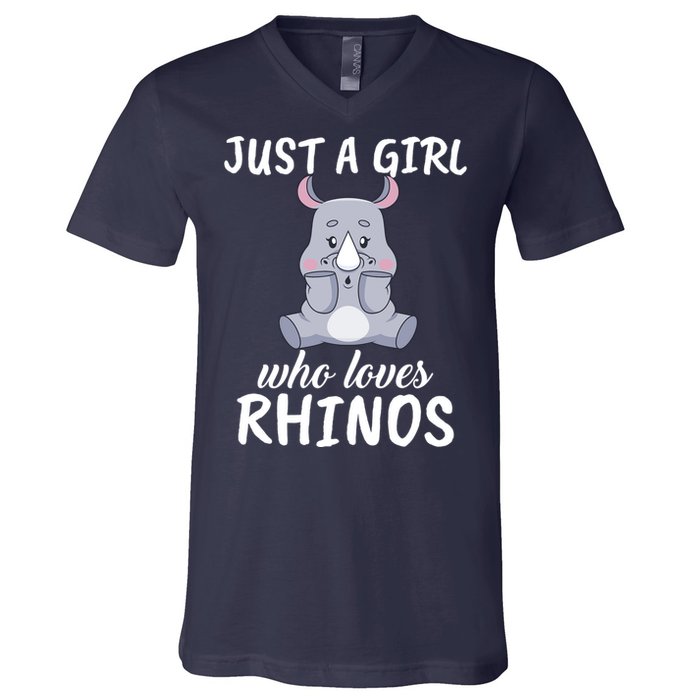 Just A Girl Who Loves Rhinos Clothes Gift V-Neck T-Shirt