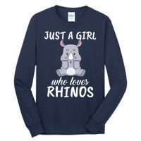 Just A Girl Who Loves Rhinos Clothes Gift Tall Long Sleeve T-Shirt