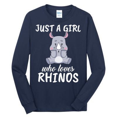 Just A Girl Who Loves Rhinos Clothes Gift Tall Long Sleeve T-Shirt