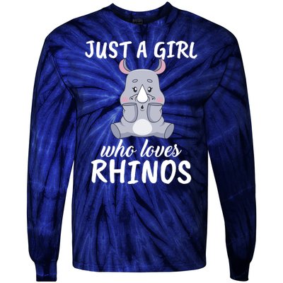 Just A Girl Who Loves Rhinos Clothes Gift Tie-Dye Long Sleeve Shirt