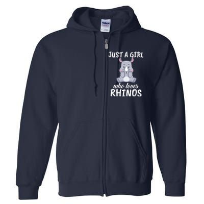 Just A Girl Who Loves Rhinos Clothes Gift Full Zip Hoodie