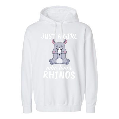 Just A Girl Who Loves Rhinos Clothes Gift Garment-Dyed Fleece Hoodie