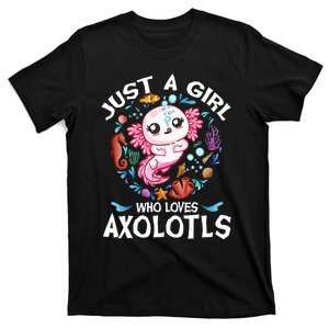 Just A Girl Who Loves Axolotls Cute Axolotl Kids T-Shirt