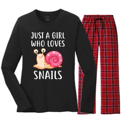 Just A Girl Who Loves Snails Cute Snail Girl Women's Long Sleeve Flannel Pajama Set 