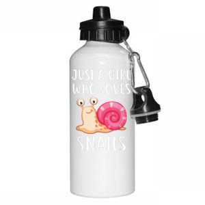 Just A Girl Who Loves Snails Cute Snail Girl Aluminum Water Bottle 