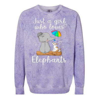 Just A Girl Who Loves Elephants Colorblast Crewneck Sweatshirt