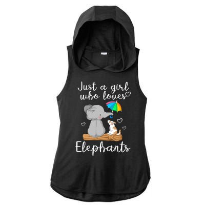 Just A Girl Who Loves Elephants Ladies PosiCharge Tri-Blend Wicking Draft Hoodie Tank