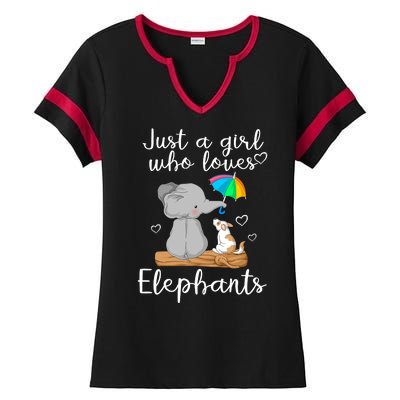 Just A Girl Who Loves Elephants Ladies Halftime Notch Neck Tee