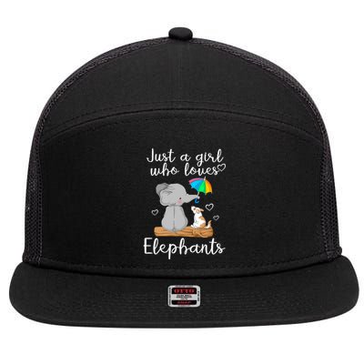 Just A Girl Who Loves Elephants 7 Panel Mesh Trucker Snapback Hat