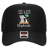 Just A Girl Who Loves Elephants High Crown Mesh Back Trucker Hat