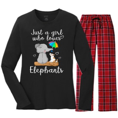 Just A Girl Who Loves Elephants Women's Long Sleeve Flannel Pajama Set 