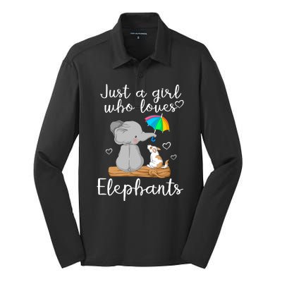 Just A Girl Who Loves Elephants Silk Touch Performance Long Sleeve Polo