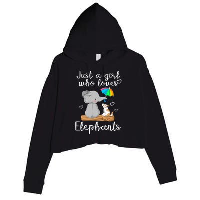 Just A Girl Who Loves Elephants Crop Fleece Hoodie