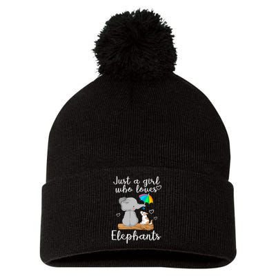 Just A Girl Who Loves Elephants Pom Pom 12in Knit Beanie