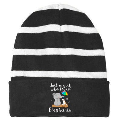 Just A Girl Who Loves Elephants Striped Beanie with Solid Band