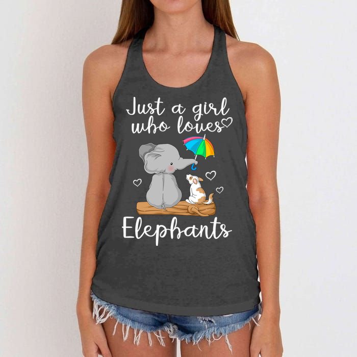 Just A Girl Who Loves Elephants Women's Knotted Racerback Tank