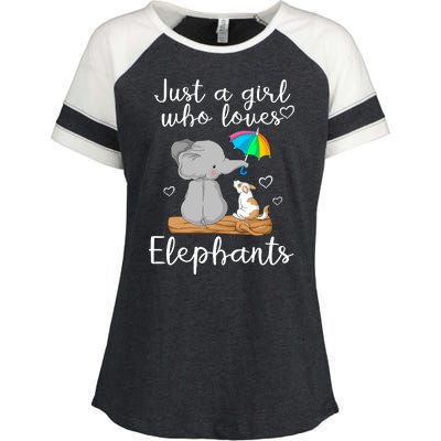 Just A Girl Who Loves Elephants Enza Ladies Jersey Colorblock Tee