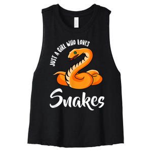 Just A Girl Who Loves Snakes Womens Snake Women's Racerback Cropped Tank