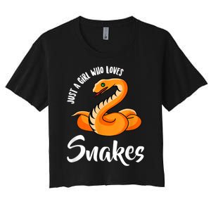 Just A Girl Who Loves Snakes Womens Snake Women's Crop Top Tee