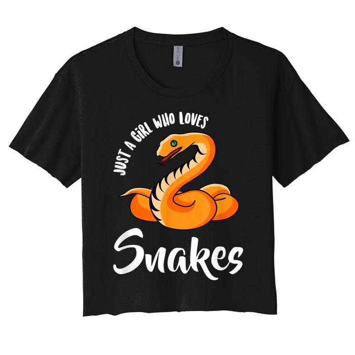 Just A Girl Who Loves Snakes Womens Snake Women's Crop Top Tee