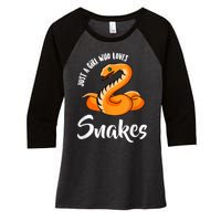 Just A Girl Who Loves Snakes Womens Snake Women's Tri-Blend 3/4-Sleeve Raglan Shirt